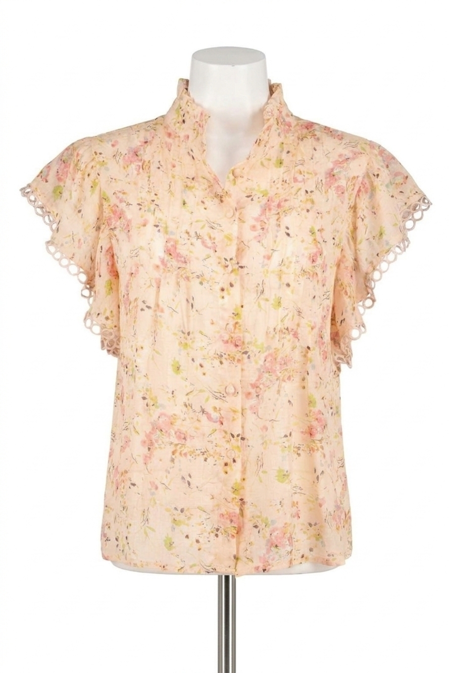 NEW BISHOP + YOUNG good vibrations gabrielle flutter sleeve top in romance print